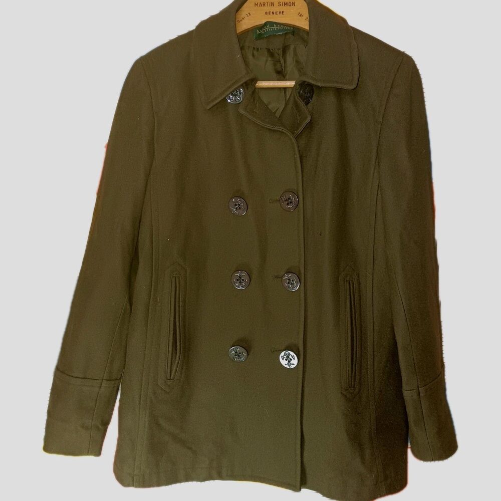 VINTAGE Harve Benard By Benard Holtzman Dark Green MILITARY Coat Jacket Sz Small
